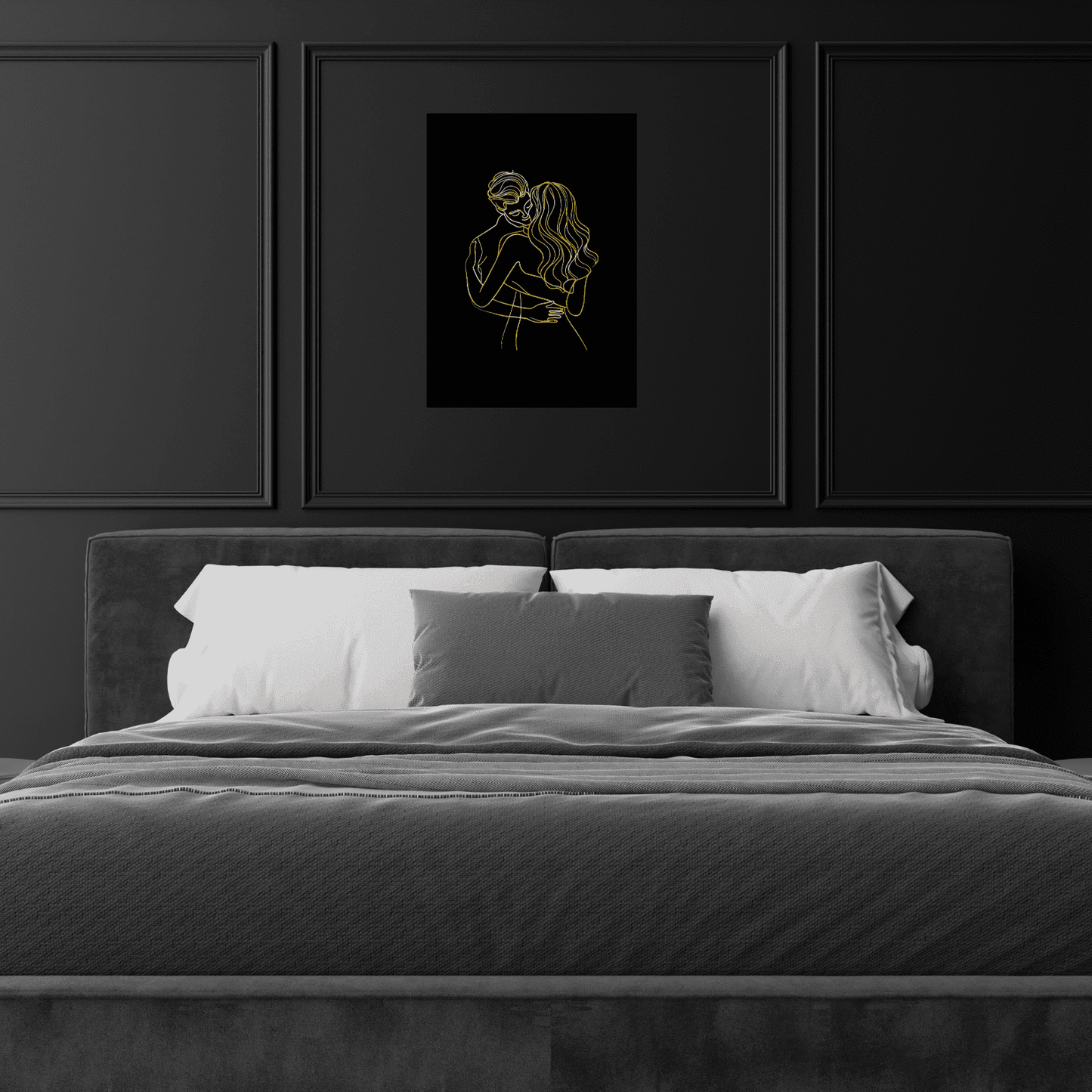 Abstract Couple One Line Art, Love Couple Wall Art, Wedding Gift Idea, Modern Bedroom Home Decor, Couple Gift, Bathroom Art, Boho Home Decor Style Art