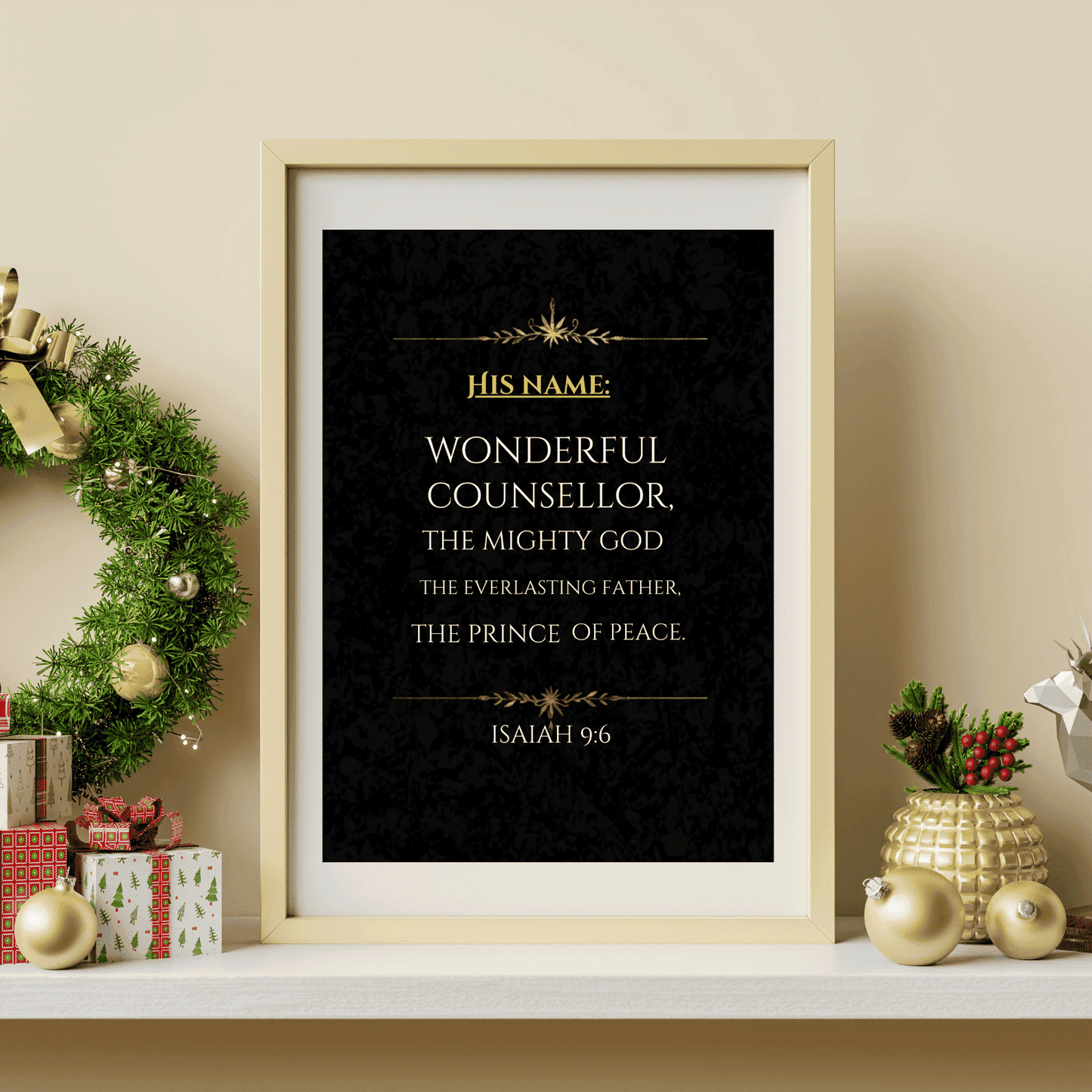 Isaiah 9:6 Bible Verse Printable Wall Art, Christian Christmas Decor, Christmas Bible Verse Print Digital Download, Family Home Christmas Wall Decor