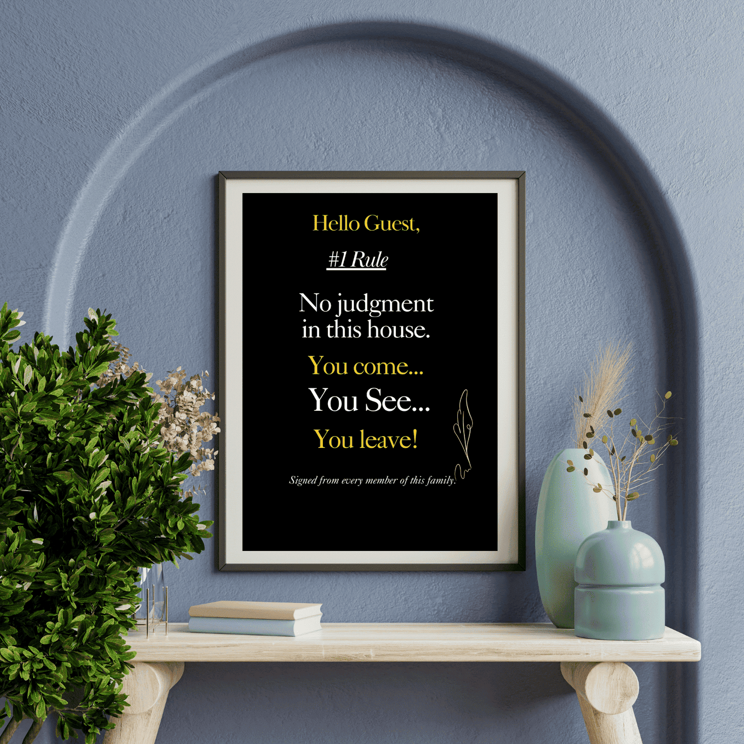 In This House Sign Wall Art, Family Rules Wall Art, Family Quote Wall Art, Funny House Rules Art Decor, Family Living Room Wall Decor, New Home Gift