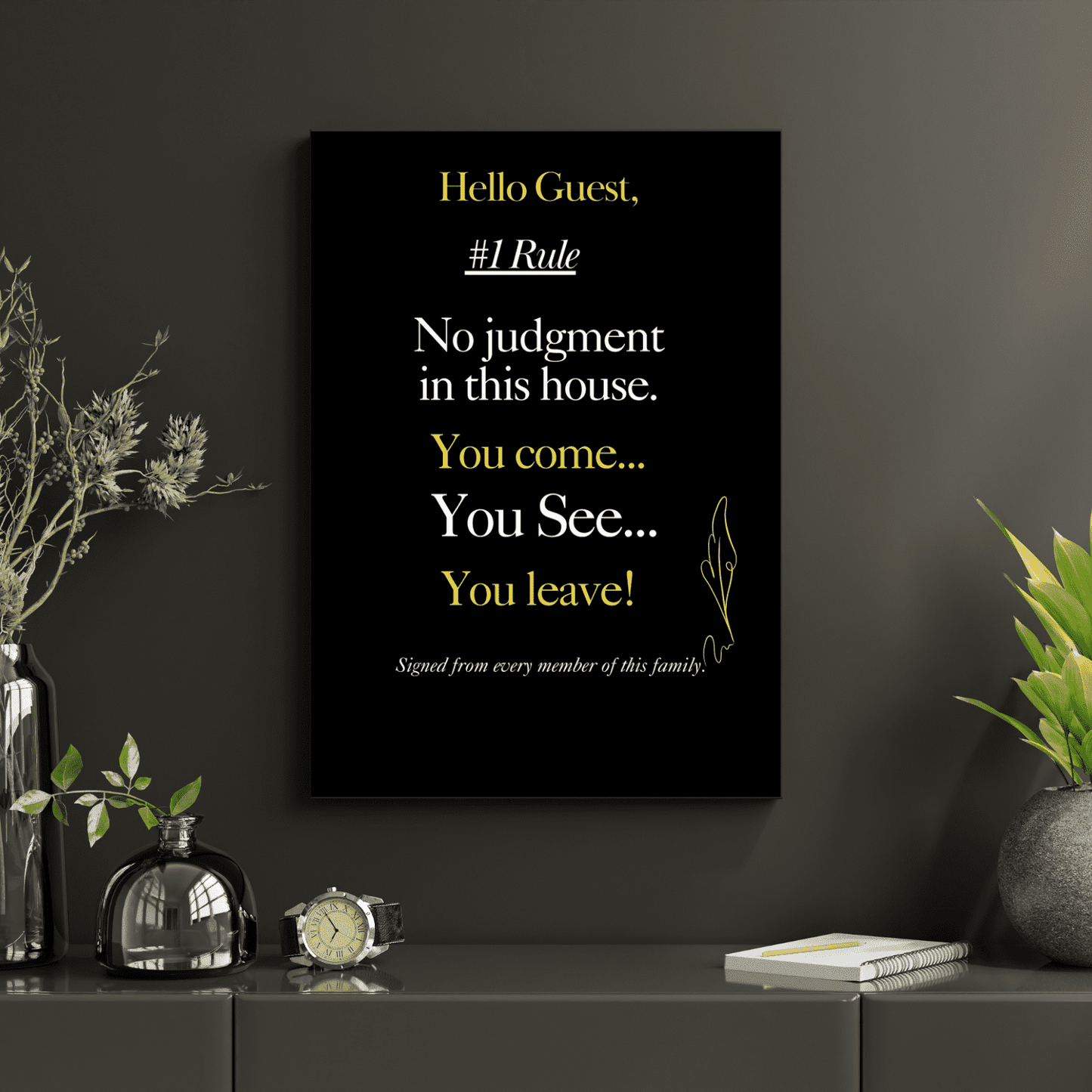 In This House Sign Wall Art, Family Rules Wall Art, Family Quote Wall Art, Funny House Rules Art Decor, Family Living Room Wall Decor, New Home Gift