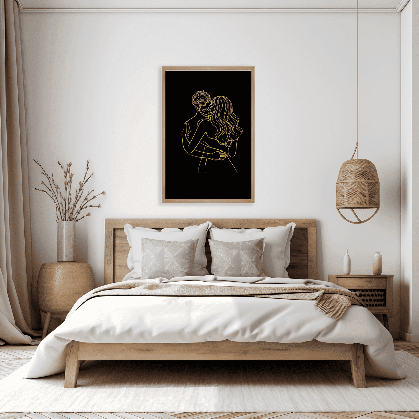 Abstract Couple One Line Art, Love Couple Wall Art, Wedding Gift Idea, Modern Bedroom Home Decor, Couple Gift, Bathroom Art, Boho Home Decor Style Art