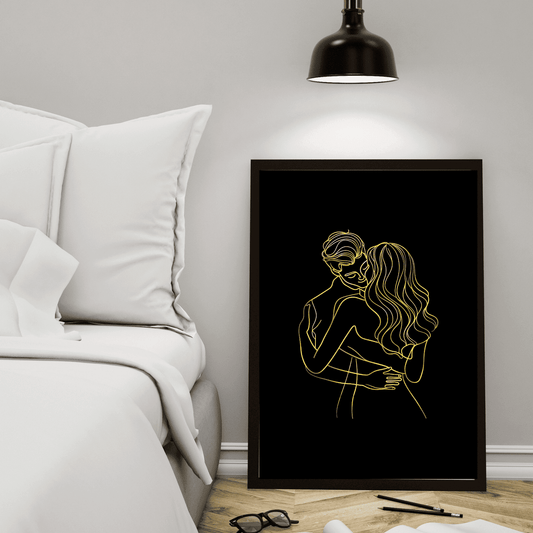 Abstract Couple One Line Art, Love Couple Wall Art, Wedding Gift Idea, Modern Bedroom Home Decor, Couple Gift, Bathroom Art, Boho Home Decor Style Art